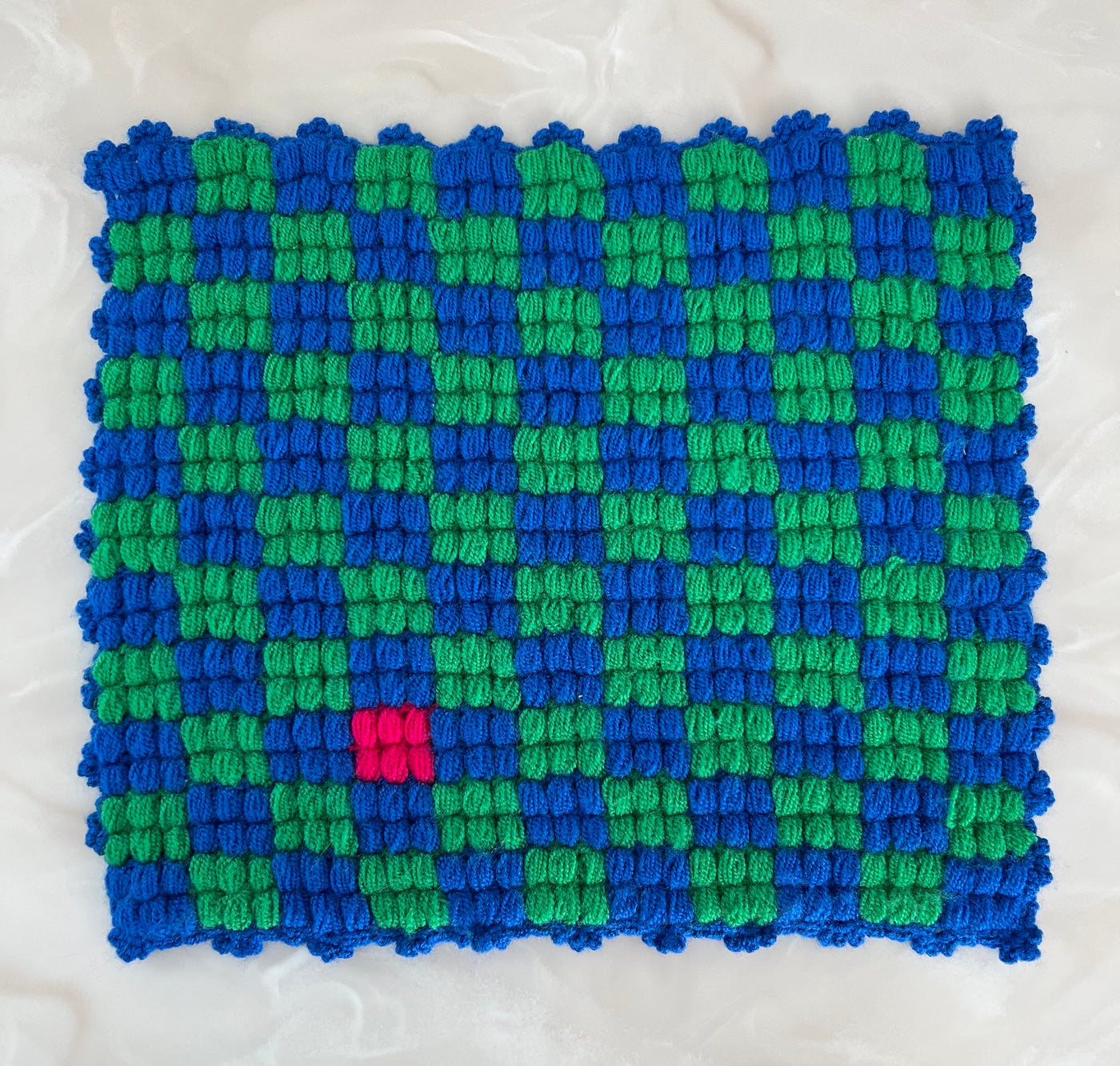 Checkered Loofah Green & Blue